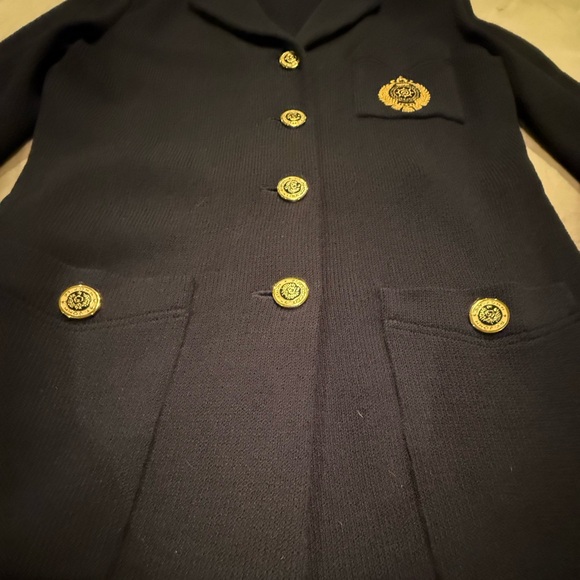 RARE St John Navy Sweater Gold Button Blazer Size 10/Large MSRP $1595 - Picture 4 of 14